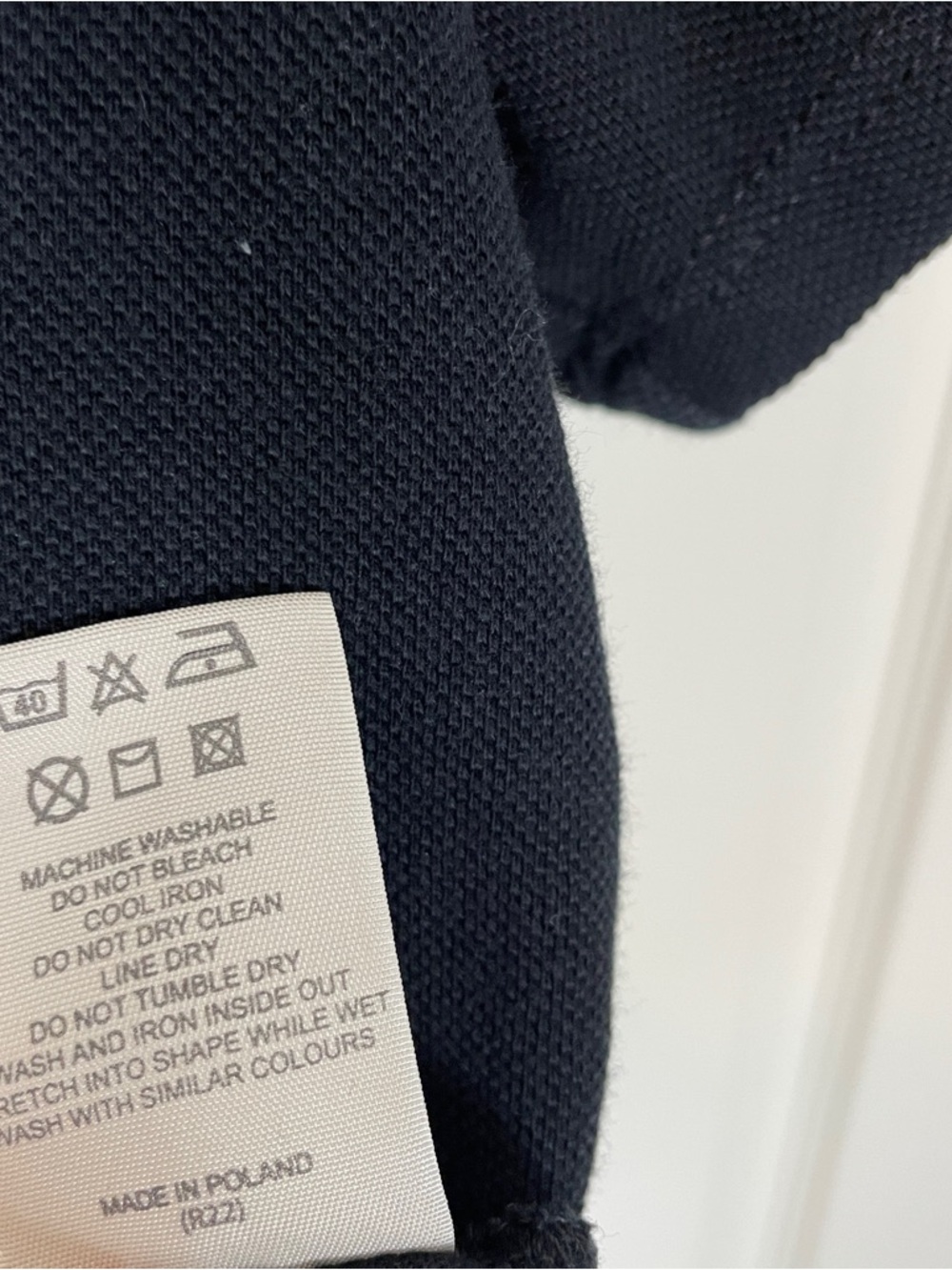 Burberry London Black Pique Knit Cropped Polo Shirt Plaid Trim Sz M - Picture 9 of 10